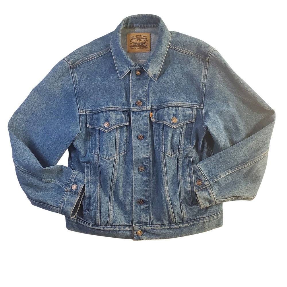 Vintage Levis Orange Tab Denim Trucker Jacket Mens Size Medium Wash Blue